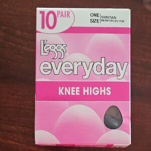 L'eggs Everyday Knee Highs - Reinforced Toe Suntan NWOT
